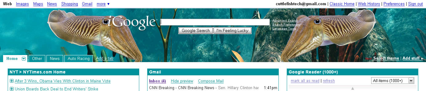 iGoogle Cuttlefish Theme